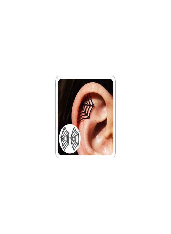 Xeyau Goth Earrings Spider Web Earrings for Women Halloween Earrings Cartilage Funny Fake Spider Punk Stud Earring Goth Halloween Piercing Earring Accessories Jewelry (Black-Pin) - Image 1